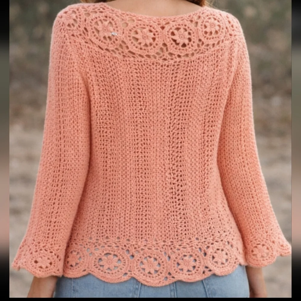 NWT ALLEGRA | Crochet Top L/XL - Picture 2 of 7